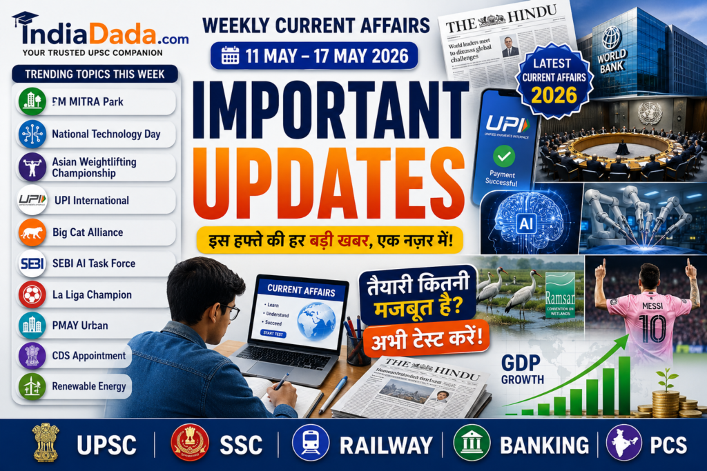 Weekly Current Affairs 2026 PDF in Hindi & MCQ Notes