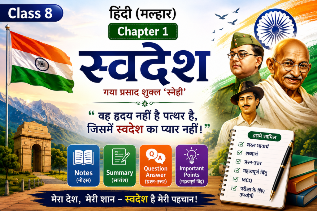 Class 8 Hindi Chapter 1 Swadesh Notes