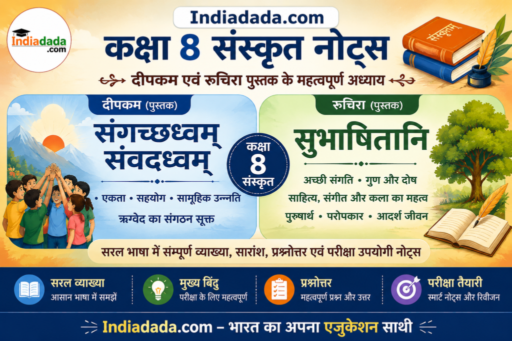 कक्षा 8 संस्कृत नोट्स संगच्छध्वम् संवदध्वम् एवं सुभाषितानि