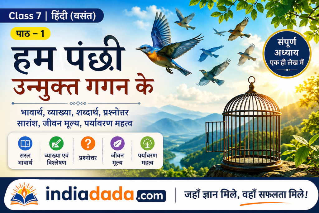 हम पंछी उन्मुक्त गगन के भावार्थ Class 7 Hindi Chapter 1Chapter 1