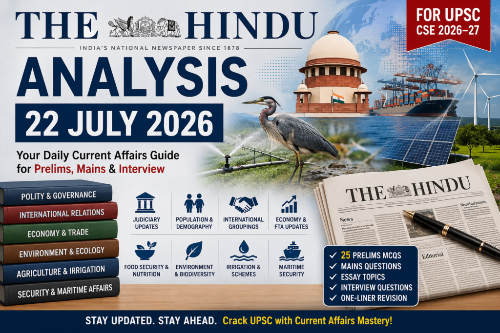 The Hindu Analysis 22 July 2026